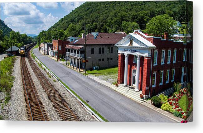 Small Town Canvas Print featuring the photograph Bank of Botetourt 3 by Star City SkyCams