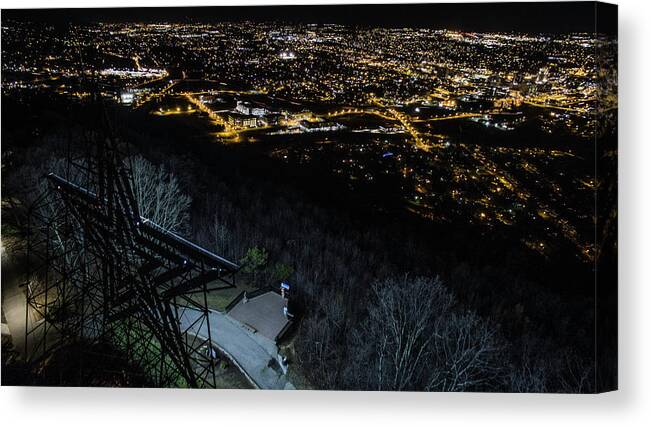 Roanoke Canvas Print featuring the photograph Behind the Star 2 by Star City SkyCams