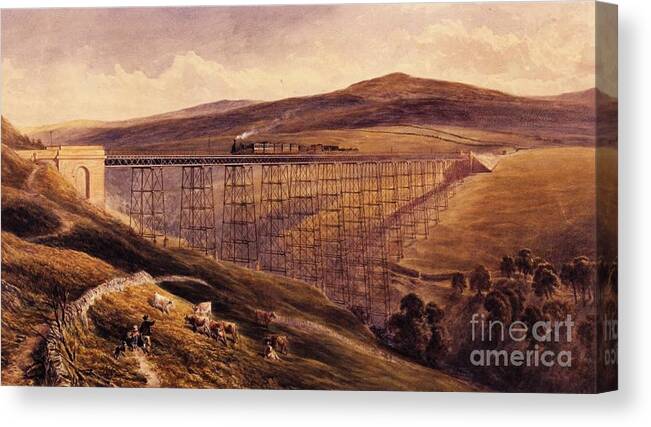 John Osborn Brown - Belah Viaduct Canvas Print featuring the painting Belah Viaduct by MotionAge Designs