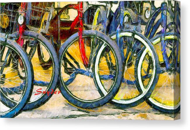 Bikes Abstract Small By Floyd Snyder Canvas Print featuring the photograph Bikes Abstract Small by Floyd Snyder