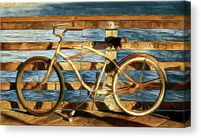Bicycle Canvas Print featuring the digital art Biking to the Beach by Karyn Robinson