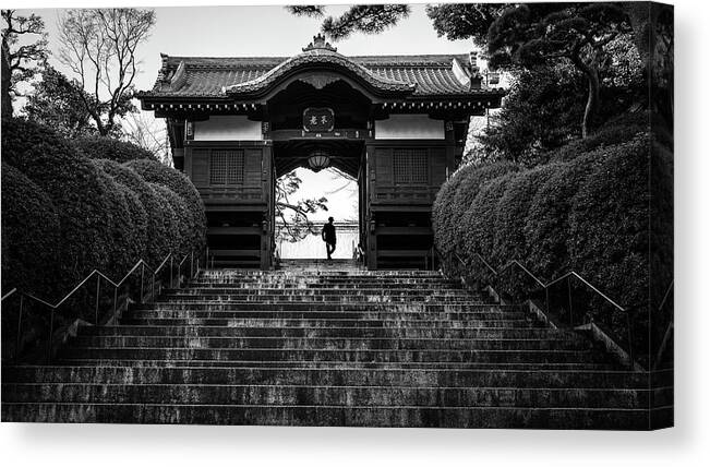 Black Canvas Print featuring the photograph Blessed - Tokyo, Japan - Black and white street photography by Giuseppe Milo
