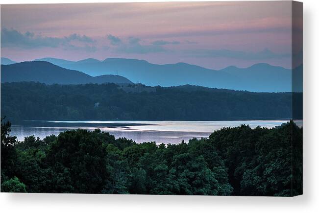 Hudson Valley Canvas Print featuring the photograph Blue and Green Silhouettes by John Morzen