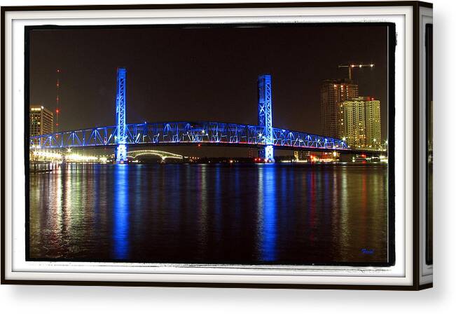 Blue Canvas Print featuring the photograph Blue Bridge of Jacksonville by Farol Tomson