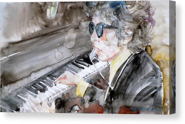 Bob Dylan Canvas Print featuring the painting BOB DYLAN - watercolor portrait.14 by Fabrizio Cassetta