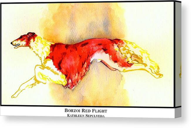 Borzoi Canvas Print featuring the digital art Borzoi Red Flight by Kathleen Sepulveda Borzoi Canvas Print featuring the digital art Borzoi Red Flight by Kathleen Sepulveda