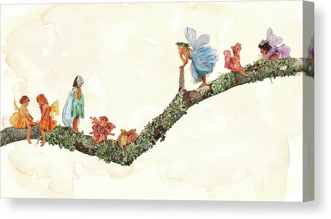 Fairies Canvas Print featuring the photograph Branch Fairies by Anne Geddes
