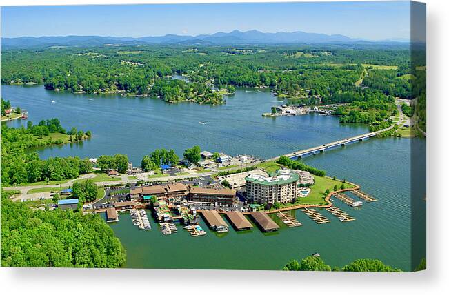 Peaks Of Otter Canvas Print featuring the photograph Bridgewater Plaza, Smith Mountain Lake, Virginia by The James Roney Collection