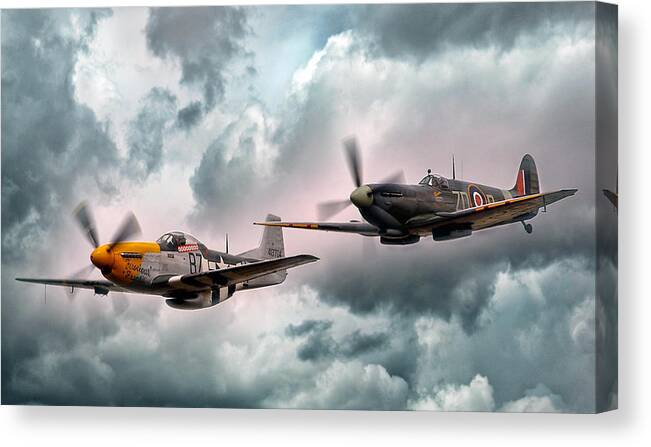 P51 Canvas Print featuring the digital art Brothers In Arms by Peter Chilelli