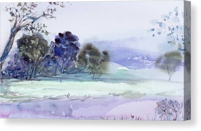  Canvas Print featuring the painting Bruny Island at dusk by Dorothy Darden