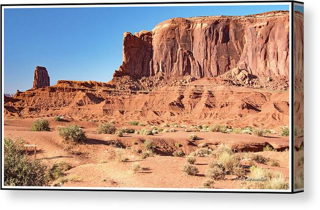 Butte Canvas Print featuring the photograph Buttes, Desert Floor, Monument Valley, Utah, Arizona Border by A Macarthur Gurmankin