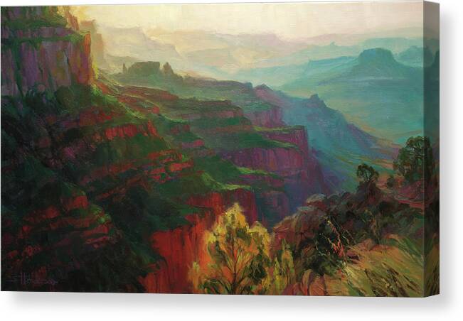 Canyon Canvas Print featuring the painting Canyon Silhouettes by Steve Henderson