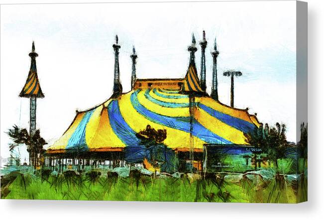 Circus Canvas Print featuring the mixed media Cirque du Soleil Set Up by Joseph Hollingsworth