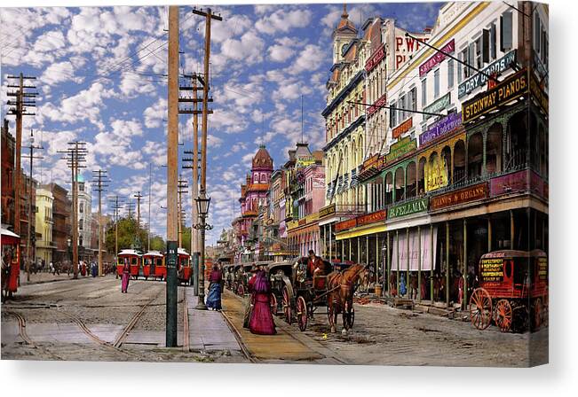 New Orleans Canvas Print featuring the photograph City - New Orleans - New Orleans the Victorian era 1887 by Mike Savad