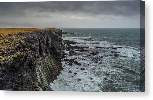Atlantic Canvas Print featuring the photograph Cliffs at Arnarstapi by James Billings