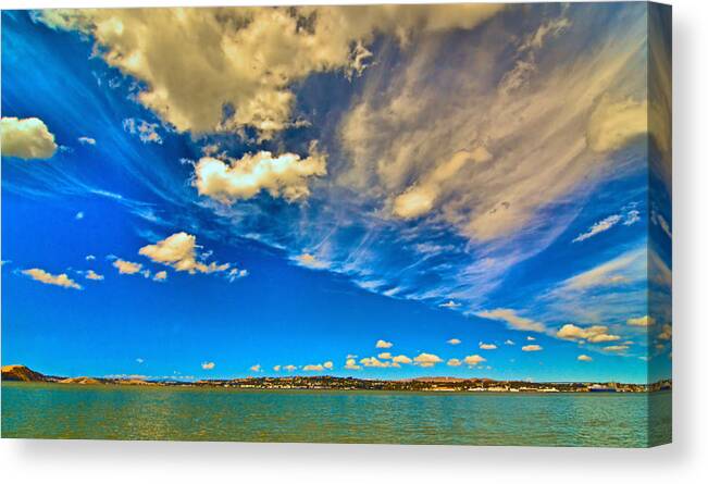Seascape Canvas Print featuring the photograph Clouds over Suisun Bay by Josephine Buschman