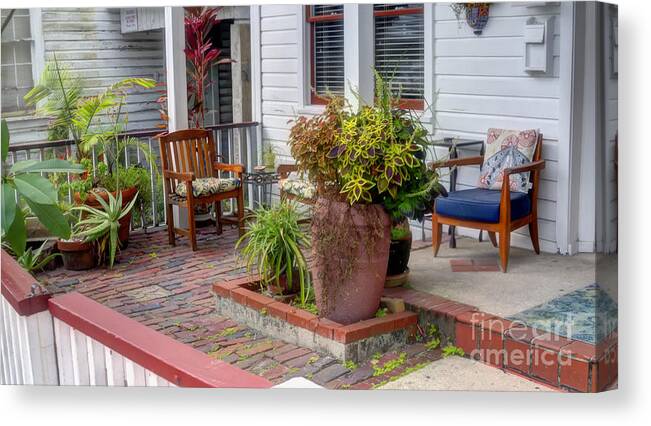 Coleus Canvas Print featuring the photograph Colorful front porch patio by Ules Barnwell