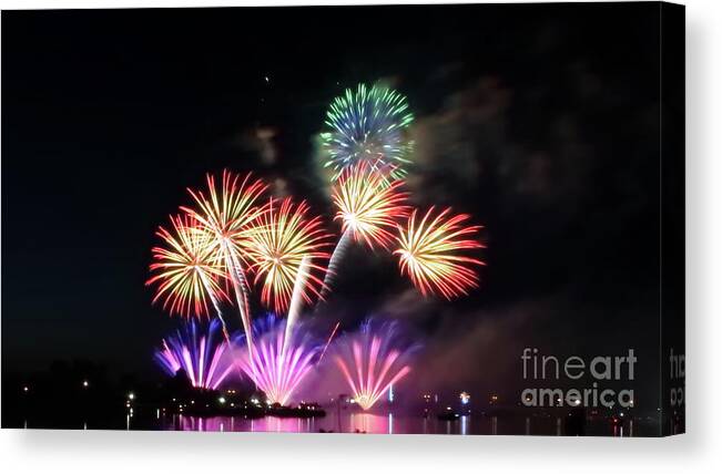 Fireworks Canvas Print featuring the photograph Colorful Nights by Erick Schmidt