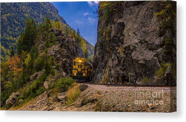 Conway New Hampshire Canvas Print featuring the photograph Conway Scenic Railroad Notch Train. by New England Photography