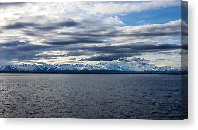 Cook Inlet Canvas Print featuring the photograph Cook Inlet View Mountains by Britten Adams