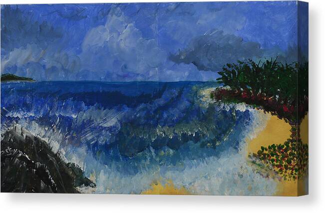 Painting Canvas Print featuring the painting Costa Rica Beach by Annette Hadley