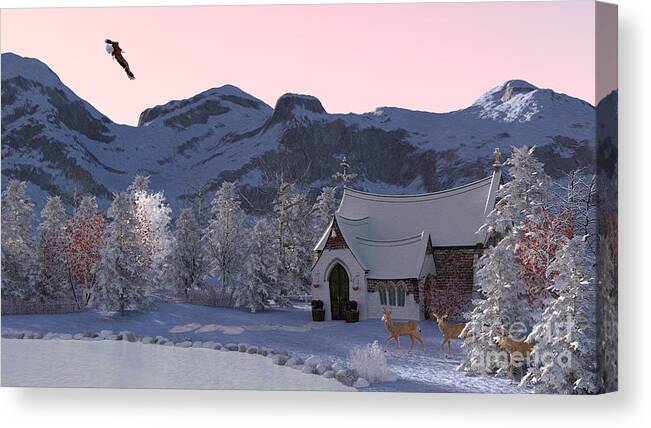 Country Church Canvas Print featuring the digital art Country Church by Two Hivelys