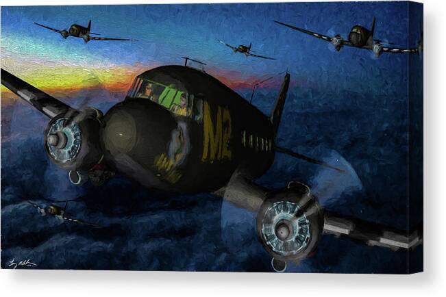 Airborne Canvas Print featuring the digital art D-Day Doll June 6th 1944 - Oil by Tommy Anderson