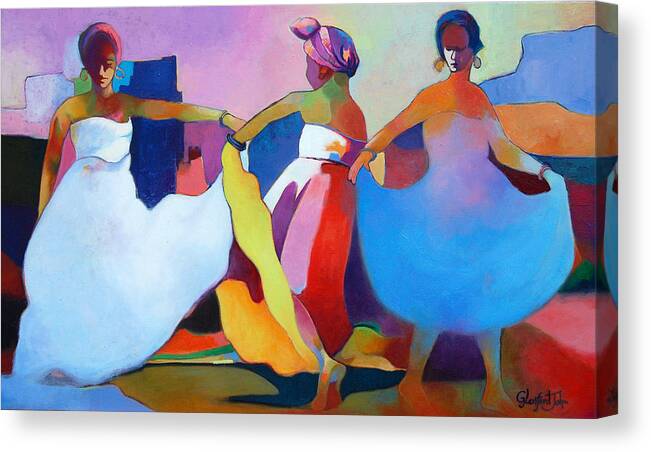 Women Canvas Print featuring the painting Dance fest by Glenford John