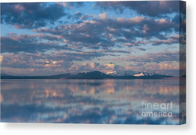 Yellowstone Lake Canvas Print featuring the photograph Dawn on Yellowstone Lake by Sandra Bronstein