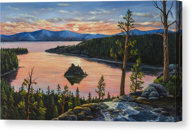 Landscape Canvas Print featuring the painting Emerald Bay by Darice Machel McGuire