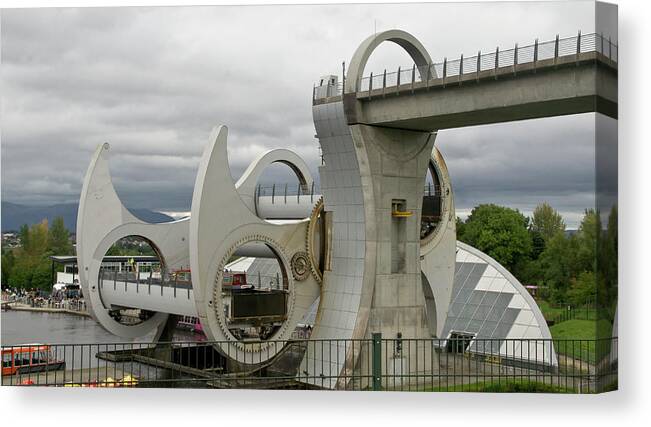 Falkirk Canvas Print featuring the photograph Falkirk Wheel working. by Elena Perelman