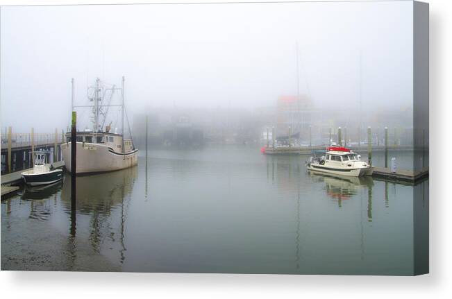 Foggy Canvas Print featuring the photograph Foggy Cape May Harbor by Bill Cannon