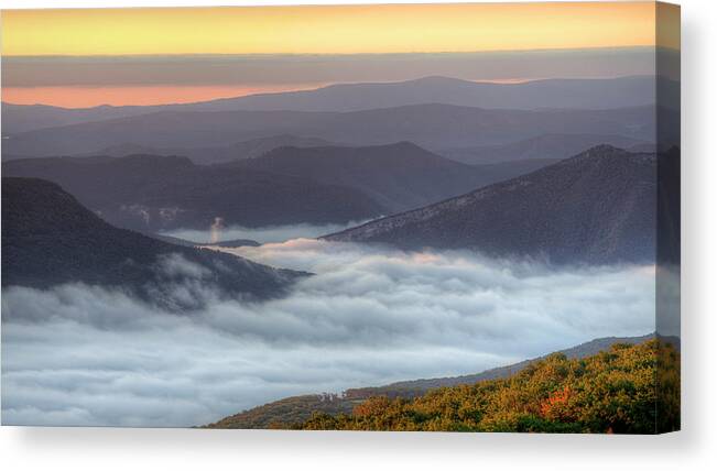 Foggy Canvas Print featuring the photograph Foggy Valley Morning by Michael Donahue