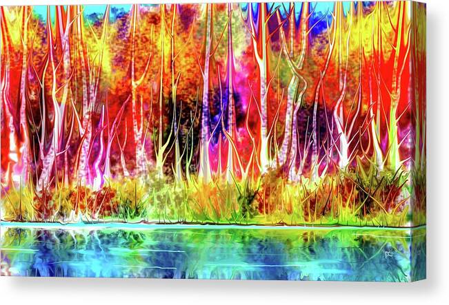 Stream Canvas Print featuring the digital art Forest stream by Darren Cannell
