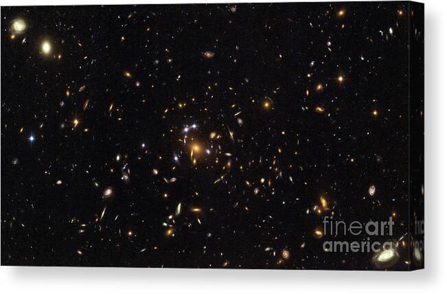 Science Canvas Print featuring the photograph Galaxy Cluster, Sdss J1004+4112 by Science Source