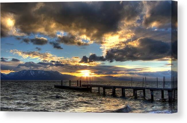 Beach Canvas Print featuring the photograph Goodnight Lake Tahoe by Brad Scott