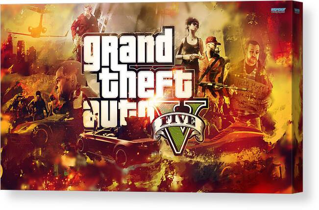 Grand Theft Auto V Canvas Print featuring the digital art Grand Theft Auto V by Maye Loeser