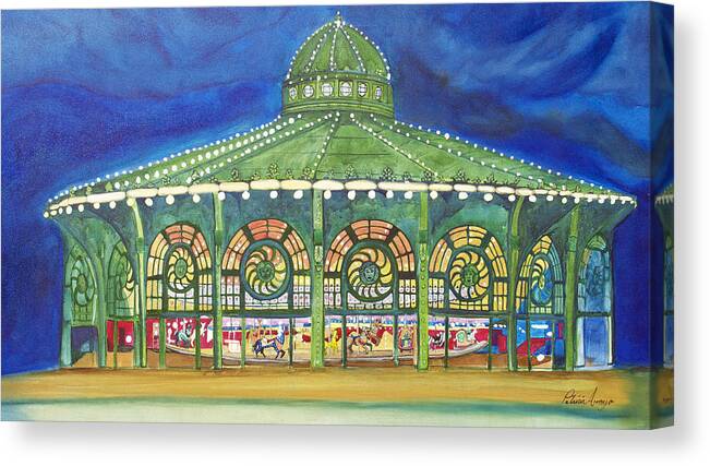 Night Paintings Of Asbury Park Canvas Print featuring the painting Grasping the Memories by Patricia Arroyo