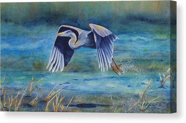 Blue Canvas Print featuring the painting Great Blue Yonder by Karen Fleschler