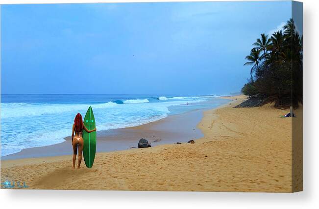 Oahu Canvas Print featuring the photograph Hawaiian Surfer Girl by Michael Rucker