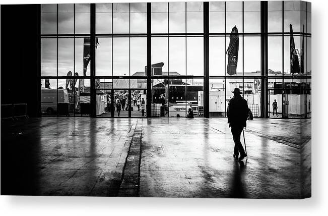 Blackandwhite Canvas Print featuring the photograph Heading out - Punchestown, Ireland - Black and white street photography by Giuseppe Milo