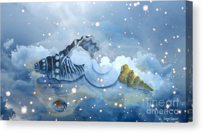 Shells. Clouds Canvas Print featuring the mixed media Heavenly Shells by Leanne Seymour