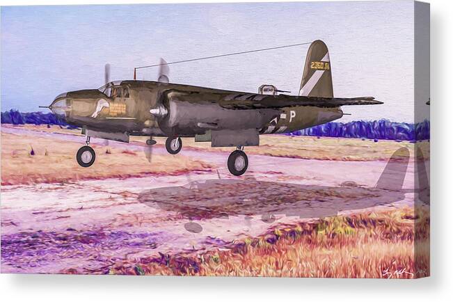 Martin B-26 Marauder Canvas Print featuring the digital art Heaven's Above - Another Mission - Oil by Tommy Anderson