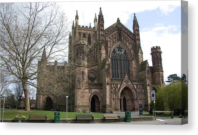 Cathedral Canvas Print featuring the photograph Hereford Cathedral England by Bob Kemp