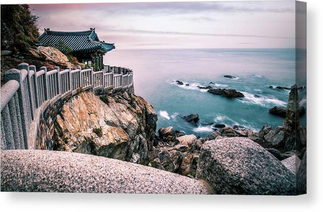 Architecture Canvas Print featuring the photograph Hongryeonam Temple - South Korea - Seascape photography by Giuseppe Milo