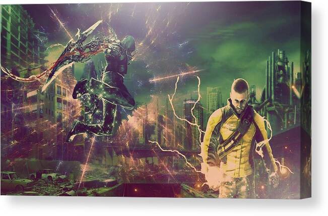 Infamous Canvas Print featuring the digital art inFAMOUS by Maye Loeser
