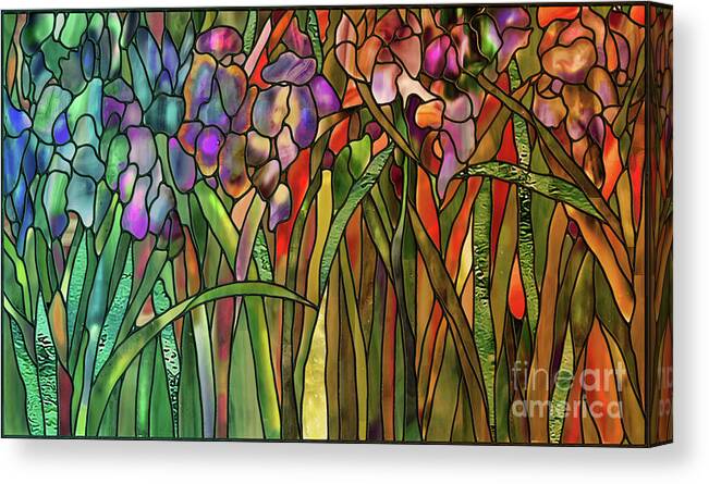 Stained Glass Canvas Print featuring the painting Iris Coloring Book by Mindy Sommers