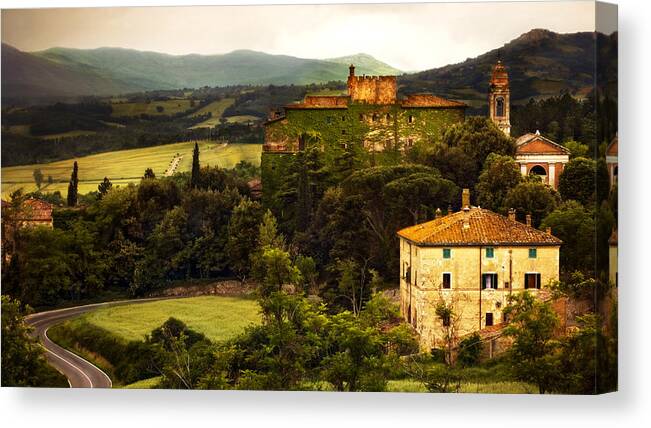 Italy Canvas Print featuring the photograph Italian Castle and Landscape by Marilyn Hunt