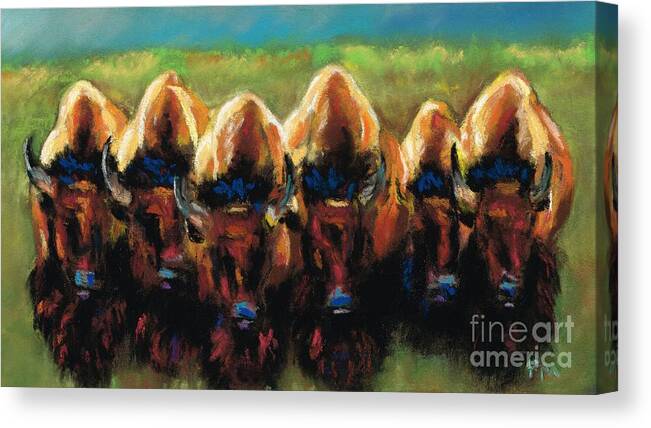 Bison Canvas Print featuring the painting Its All Bull by Frances Marino