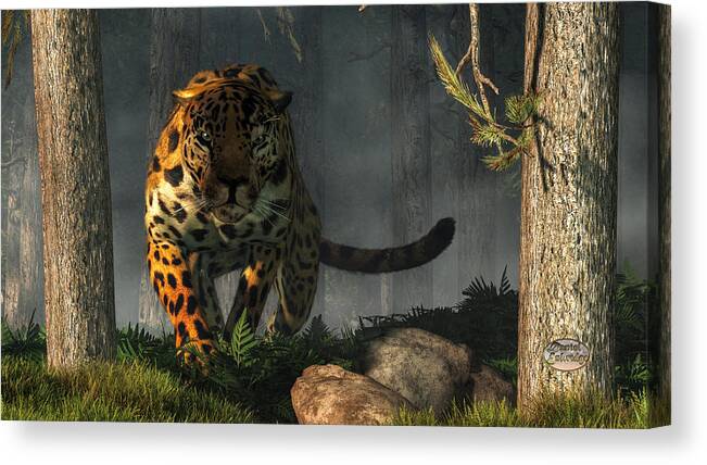 Jaguar Canvas Print featuring the digital art Jaguar by Daniel Eskridge